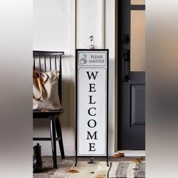 NIB Welcome Sign With Floor Standing Foot Pedal Hand Sanitizer Dispenser - Picture 5 of 6